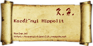 Kozányi Hippolit névjegykártya