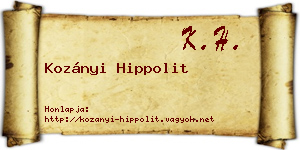 Kozányi Hippolit névjegykártya